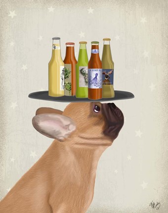 Framed French Bulldog Beer Lover Print