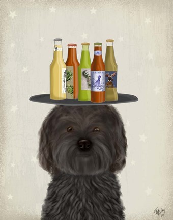 Framed Labradoodle Black Beer Lover Print
