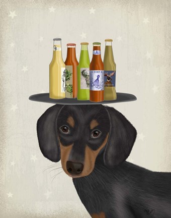 Framed Dachshund Beer Lover Print