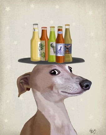 Framed Greyhound Tan Beer Lover Print