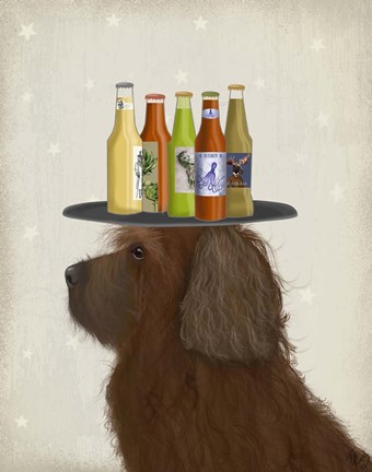 Framed Labradoodle Brown 2 Beer Lover Print