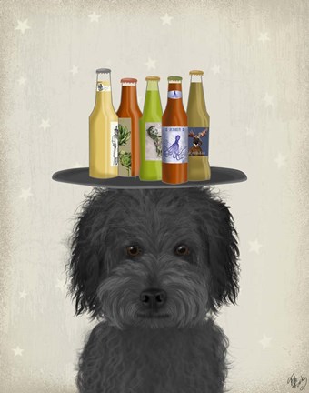 Framed Labradoodle Black 1 Beer Lover Print