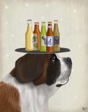 Framed St Bernard Beer Lover Print