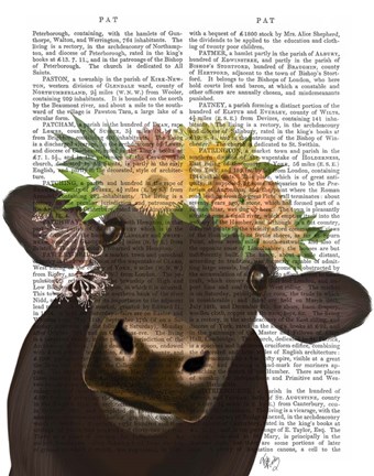 Framed Cow with Flower Crown 1 Book Print Print