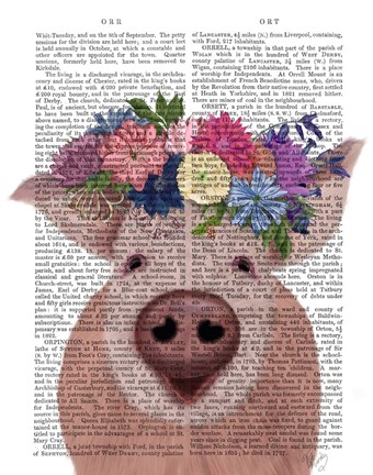 Framed Pig and Flower Crown Book Print Print