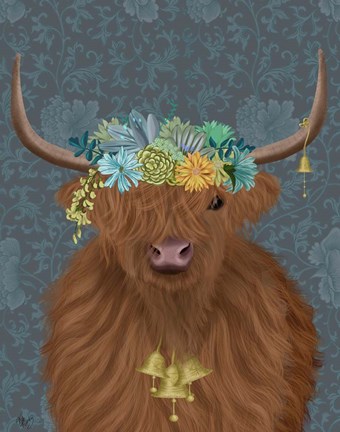 Framed Highland Cow Bohemian 1 Print