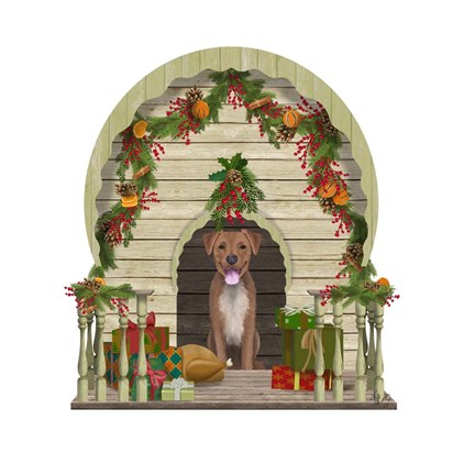 Framed Christmas Des - Christmas Kennel - Williamsburg Print