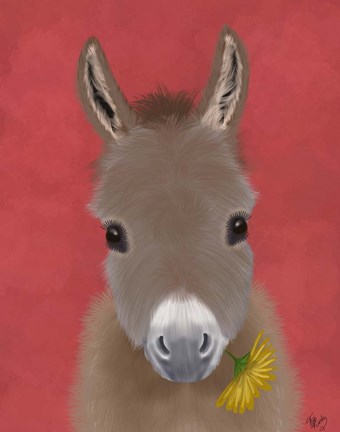 Framed Donkey Yellow Flower Print