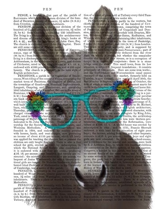 Framed Donkey Turquoise Flower Glasses Book Print Print