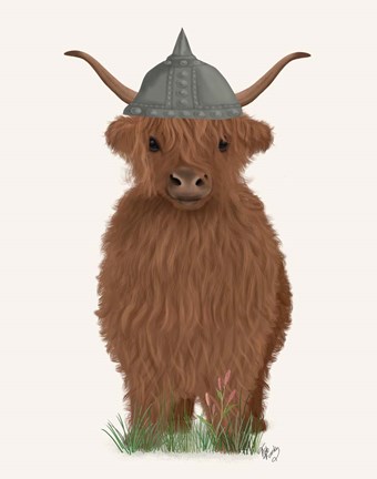 Framed Highland Cow Viking Print