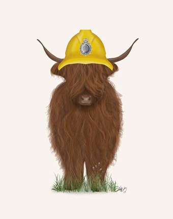 Framed Highland Cow Fireman Print