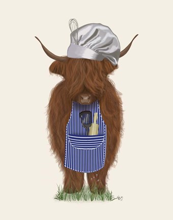 Framed Highland Cow Chef Print