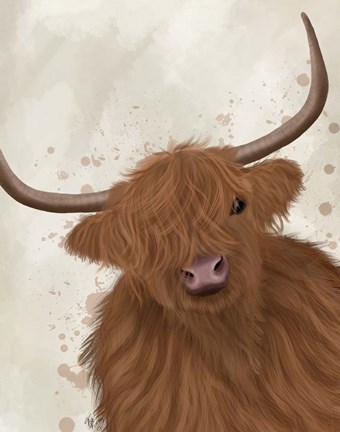 Framed Highland Cow 1, Portrait Print