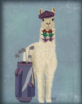 Framed Llama Golfing Print
