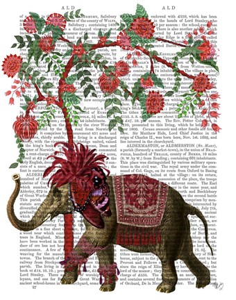 Framed Niraj Elephant, Red Tree Print