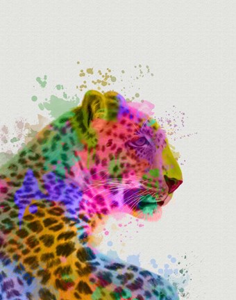 Framed Leopard Rainbow Splash 1 Print
