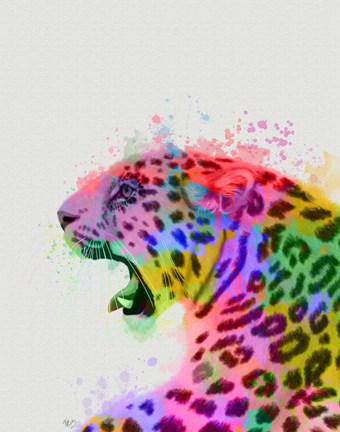 Framed Leopard Rainbow Splash 2 Print
