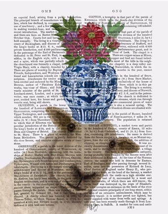 Framed Sheep with Vase of Flowers Book Print Print
