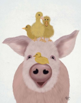 Framed Pig and Ducklings Print
