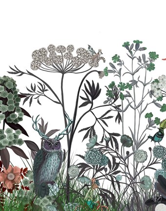 Framed Wildflower Bloom, Owl Print