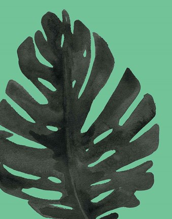 Framed Tropical Palm I BW Green Print