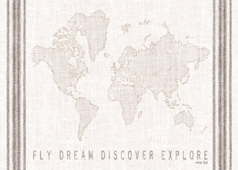 Framed Fly, Dream, Discover, Explore Map Print