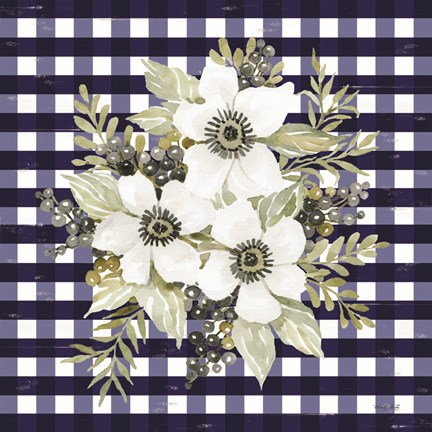 Framed Navy Floral I Print