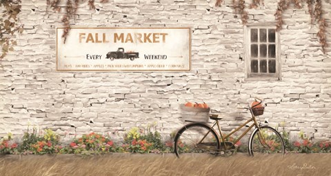 Framed Fall Market with Bike Print