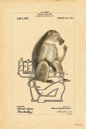 Framed Monkey in Bowl Print