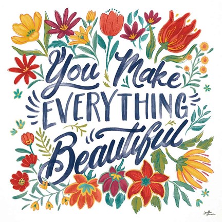 Framed Happy Thoughts V White Print