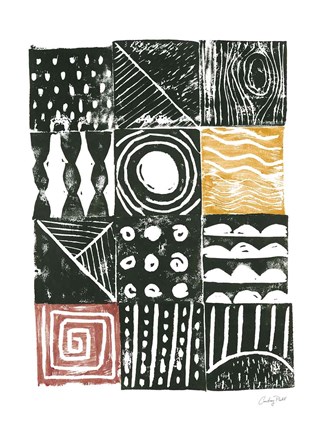 Framed Block Print I Red Yellow Print