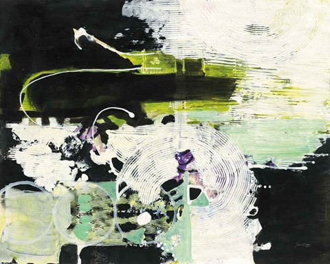 Framed Green White and Black Print