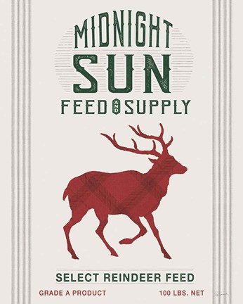 Framed Midnight Sun Reindeer Feed Print