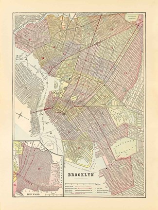 Framed Map of Brooklyn Print