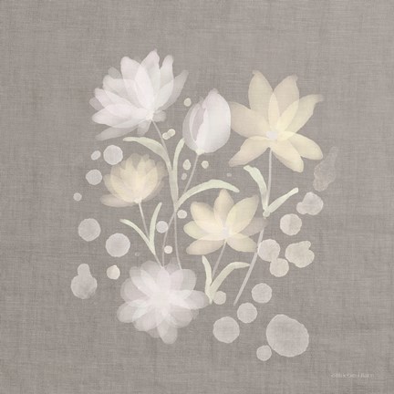 Framed Flower Bunch on Linen II Print