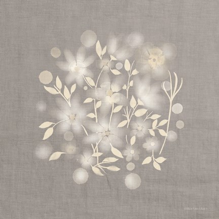 Framed Flower Bunch on Linen III Print