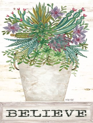 Framed Believe Succulents Print