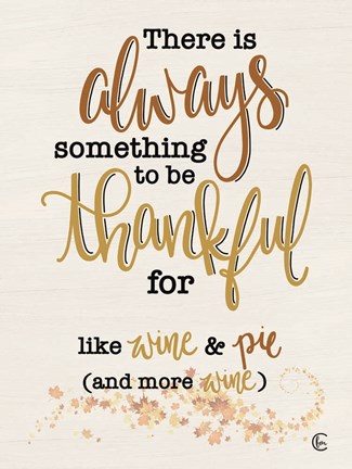 Framed Thankful for Wine and Pie Print