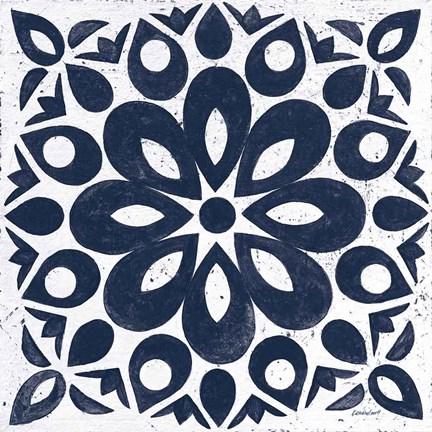 Framed Blue and White Tile III Print