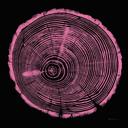 Framed Tree Trunk pink on black Print
