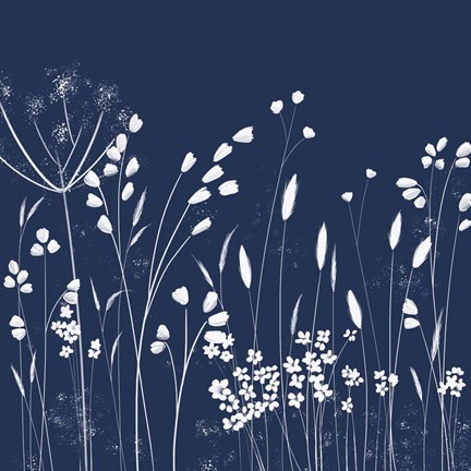 Framed Indigo Flowers II Print