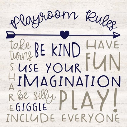 Framed Playroom Rules III Print