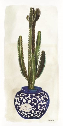 Framed Cacti in Blue Pot 2 Print