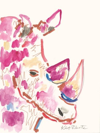 Framed Rainbow the Rhino Print