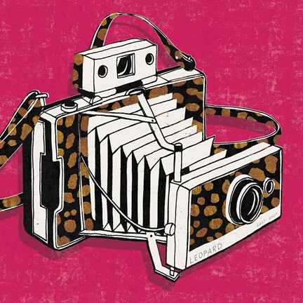 Framed Jungle Camera Bright Rose Print