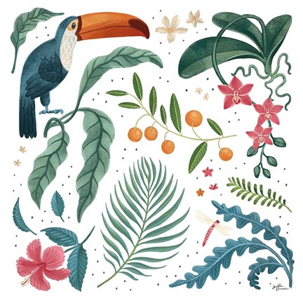 Framed Jungle Love III White Print