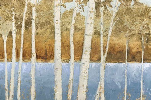 Framed Lakeside Birches Print