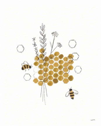 Framed Bees and Botanicals IV Print