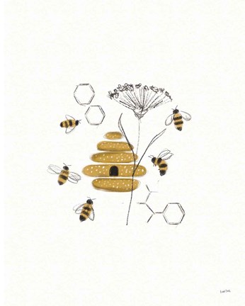 Framed Bees and Botanicals II Print