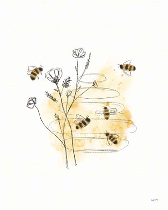 Framed Bees and Botanicals I Print